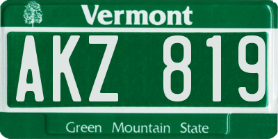 VT license plate AKZ819