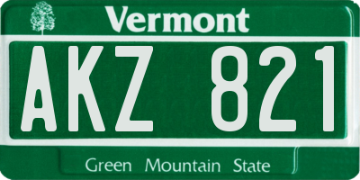 VT license plate AKZ821
