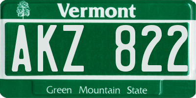 VT license plate AKZ822