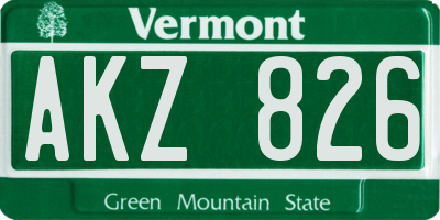 VT license plate AKZ826