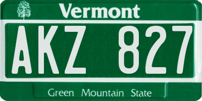 VT license plate AKZ827