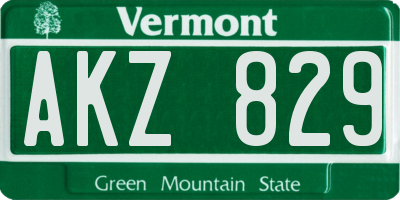 VT license plate AKZ829