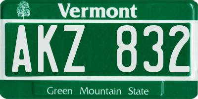 VT license plate AKZ832