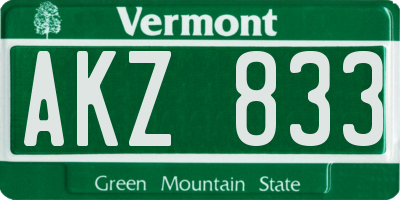 VT license plate AKZ833