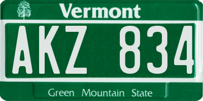 VT license plate AKZ834