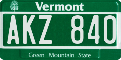 VT license plate AKZ840