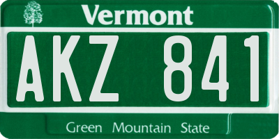 VT license plate AKZ841