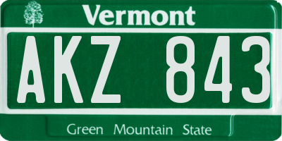 VT license plate AKZ843