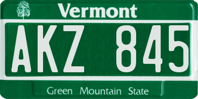 VT license plate AKZ845