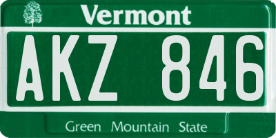 VT license plate AKZ846