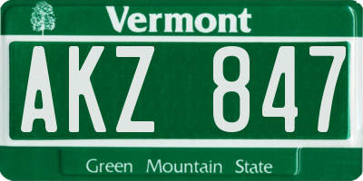 VT license plate AKZ847