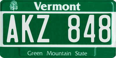 VT license plate AKZ848
