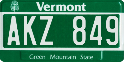 VT license plate AKZ849