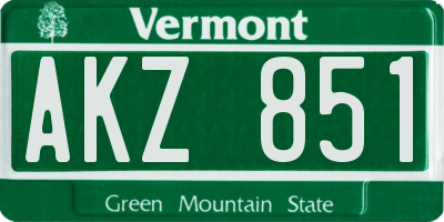 VT license plate AKZ851