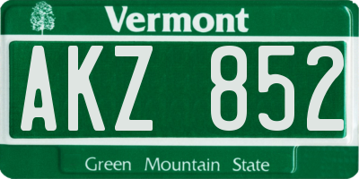 VT license plate AKZ852