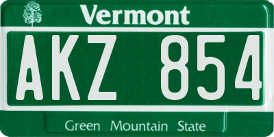 VT license plate AKZ854