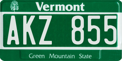VT license plate AKZ855