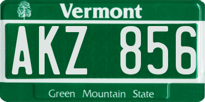 VT license plate AKZ856