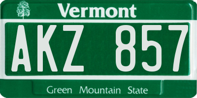 VT license plate AKZ857