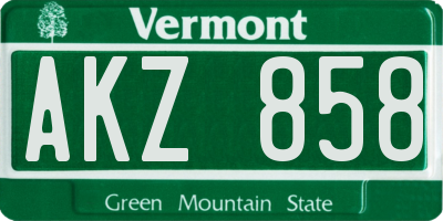 VT license plate AKZ858