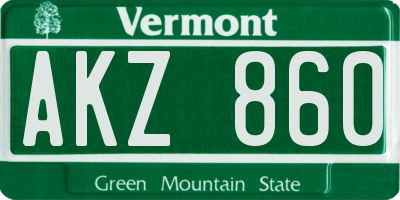 VT license plate AKZ860