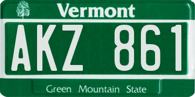 VT license plate AKZ861