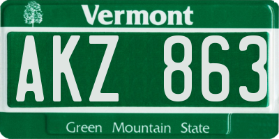 VT license plate AKZ863