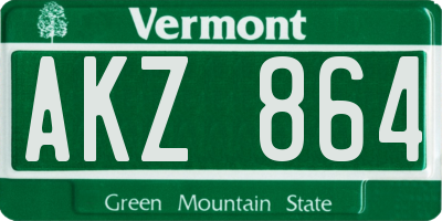 VT license plate AKZ864
