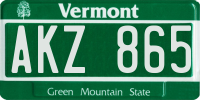VT license plate AKZ865