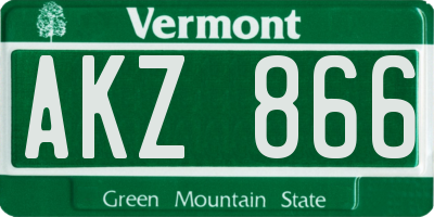 VT license plate AKZ866