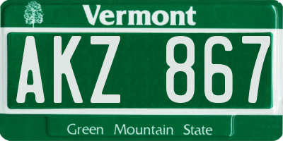 VT license plate AKZ867