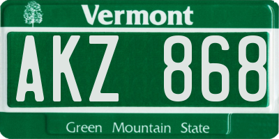 VT license plate AKZ868