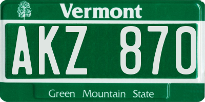 VT license plate AKZ870