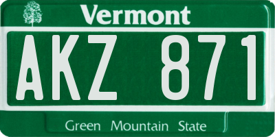 VT license plate AKZ871