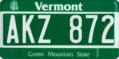 VT license plate AKZ872