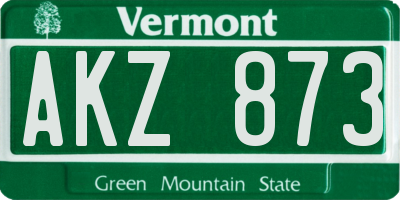 VT license plate AKZ873