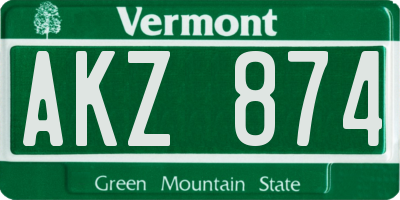 VT license plate AKZ874