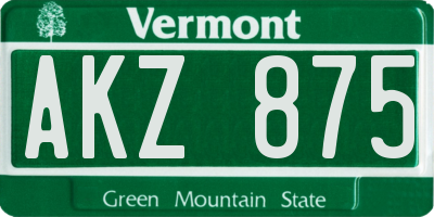 VT license plate AKZ875