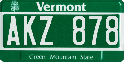 VT license plate AKZ878