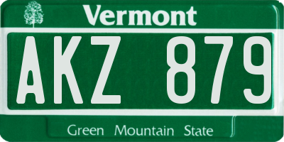 VT license plate AKZ879