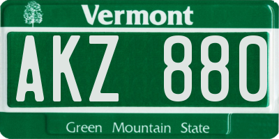VT license plate AKZ880