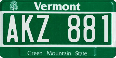 VT license plate AKZ881