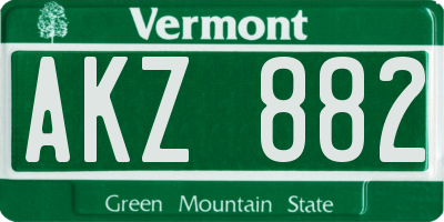 VT license plate AKZ882