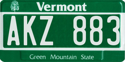 VT license plate AKZ883