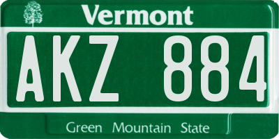 VT license plate AKZ884