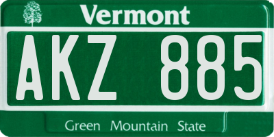 VT license plate AKZ885