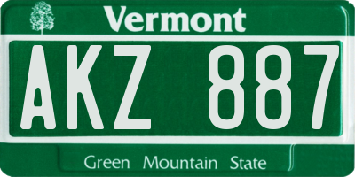 VT license plate AKZ887