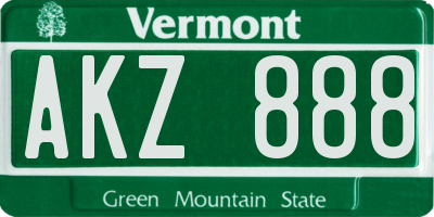 VT license plate AKZ888