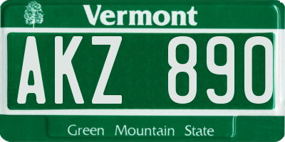 VT license plate AKZ890