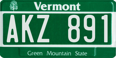 VT license plate AKZ891
